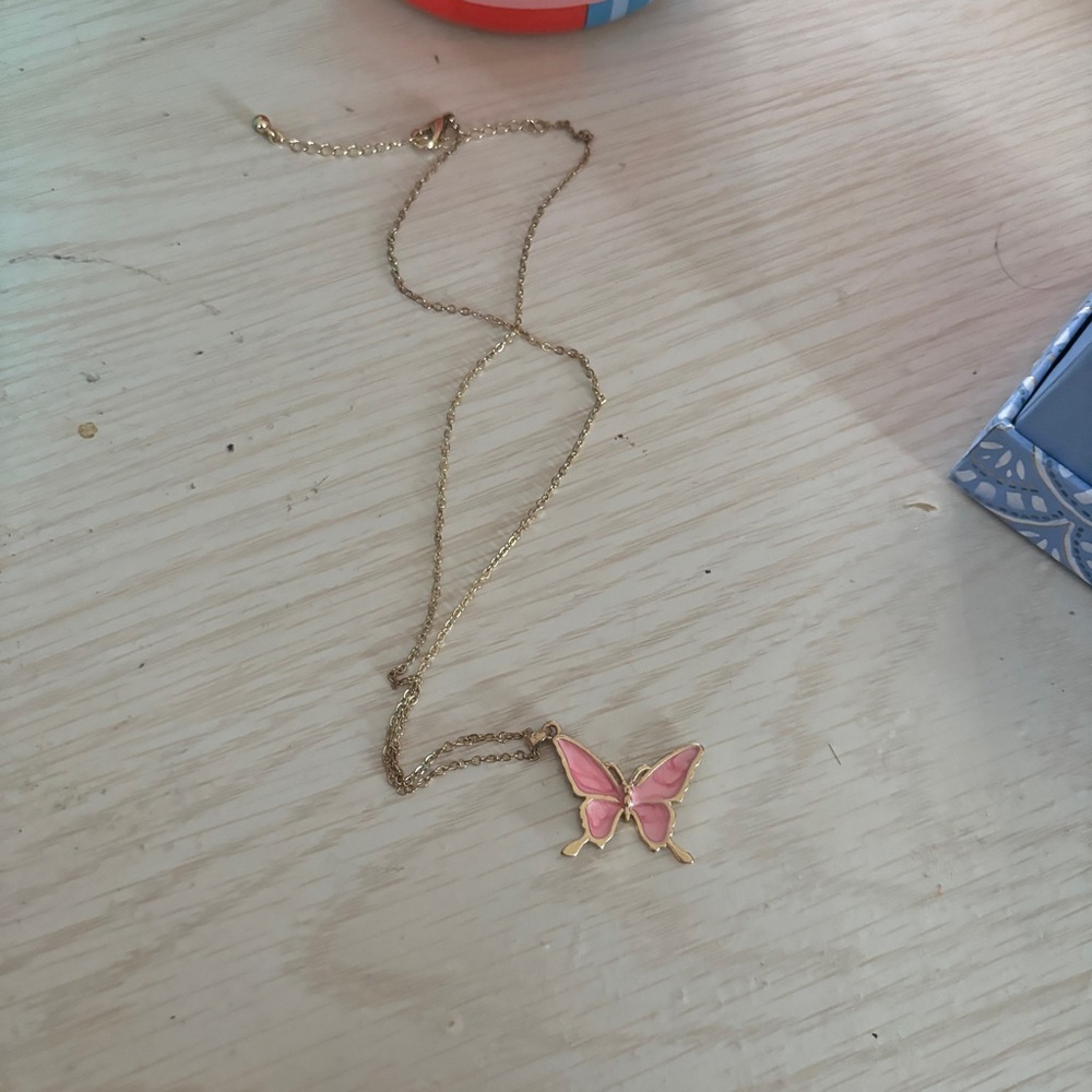PacSun Pink Butterfly Necklace